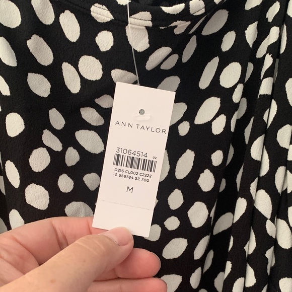 Ann Taylor size medium new tiered maxi dress Black Polka Dot square cute - Picture 4 of 9